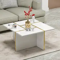 Homidea Silva : Table basse moderne pour salon, avec surface de rangement, au design élégant (blanc brillant)