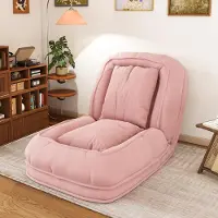 Aiorber Canapé-lit pliable , fauteuil ergonomique pour le sol, relax inclinable pliable avec 5 positions, livré avec 2 coussins, idéal pour le salon ou la chambre, couleur rose