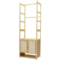 StarTech.com Porte-vêtements en bambou autoportant - Armoire avec étagère à chaussures - Porte coulissante - Rangement pour vêtements et chaussures - 53 x 31,5 x 168 cm - Capacité maximale : 100 kg - Bois naturel