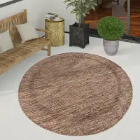 Paco Home Tapis d'extérieur à tissage plat aspect sisal avec bordure Résistant aux UV Robuste Dimensions : 120 cm, rond