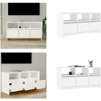 vidaXL Meuble TV blanc, 102x37,5x52,5 cm, panneaux de particules - Meuble TV - Meubles TV - Meuble bas - Meuble stéréo