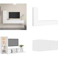 vidaXL 4 pcs. Set d'armoire TV Blanc Bois composite - Ensemble d'armoires TV - Ensemble d'armoires TV - Ensemble d'armoires TV suspendues