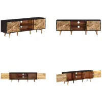 vidaXL Meuble TV 140x30x46 cm, bois d'acacia massif et bois de manguier brut - Meuble TV - Meubles TV - Meuble TV en bois - Support TV avec rangement