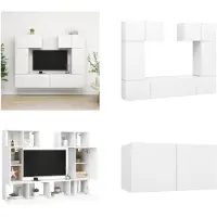 vidaXL 6 pcs. Ensemble d'armoires TV Blanc Bois composite - Ensemble d'armoires TV - Ensemble d'armoires TV suspendues - Ensembles d'armoires TV suspendues