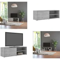 vidaXL Armoire TV gris béton 120x34x37 cm Bois composite - Armoire TV - Armoire TV - Armoires TV