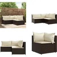 vidaXL 3 pcs. Garden Lounge Set with Coussins Braun Poly Rattan - Garden Lounge Set - Garden Lounge Sets - Outdoor Lounge Set - Lounge Set Terrasse