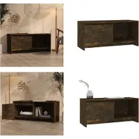 vidaXL Meuble TV en bois imitation chêne fumé, 90x35x40 cm - Meuble TV - Meubles TV - Meuble bas - Meuble stéréo