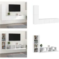 vidaXL 4 pcs. Ensemble d'armoires de télévision blanc en bois composite - Ensemble d'armoires de télévision - Armoire de télévision - Support de télévision