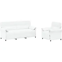 vidaXL Ensemble de canapés, 2 pièces, blanc, revêtement en tissu