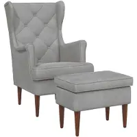 vidaXL Fauteuil avec repose-pieds, lot de 2, gris clair, en velours