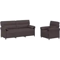vidaXL Ensemble de canapés, 2 pièces, tissu marron foncé