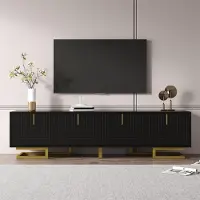 Sonstiges Meuble TV avec accents dorés, dimensions 160x38x44,5 cm, couleur noire