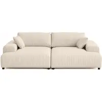 Lisa Design Garance - canapé droit 4 places double méridienne - assise profonde - en velours côtelé , Beige
