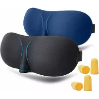 OEM Masque de sommeil 3D - Lot de 2 - Masque pour les yeux - Bloquant la lumière - Masque de voyage - Réglable - Pour hommes, femmes et enfants - Design ergonomique 3D - Inclus bouchons d'oreille