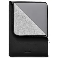 WOOLNUT Étui folio en cuir pour MacBook Air 15 pouces, noir (15", Apple), Sac pour notebook, Noir