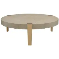 Casa Padrino Luxe Table basse marron clair / laiton Ø 121 x H. 38,5 cm - Table de salon ronde avec pieds en métal - Meubles de salon