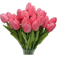 OEM Fleurs artificielles en forme de roses - 35 cm de long - Matériau synthétique Real Touch - Mariage/Décoration d'intérieur