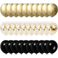 OEM Ballons noir et doré, 30 cm, en latex, 60 pièces
