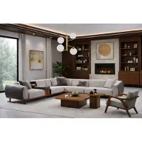 AEA Moderne Wohnzimmer Couchgarnitur L-Form Sofa Designer Sessel 2tlg
