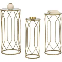 Dmora Gerald - Table Basse, 32x32x71h cm or, set de 3 Porte-Téléphone