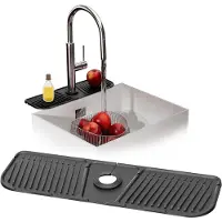Markenlos Kraanmat - Pare-gouttes en silicone pour robinet - Protection anti-éclaboussures - Cuisine et salle de bains - Noir