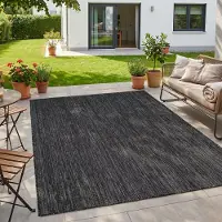 HomebyHome Tapis Extérieur Noir 280x370 cm Balcon Terrasse Jardin Résistant intempéries UV XXL Très grand Uni Tissé plat Nettoyage facile