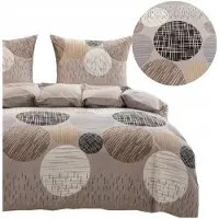 Cotton World Coton world Ensemble Literie 160x200 Effet 3D Cercles Rétro Satin Coton