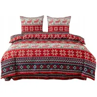 Cotton World Coton world Parure de lit 220x200 Rouge Motif Suédois Hivernal