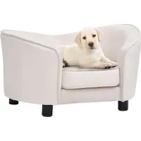 Syfax Canapé pour chien crème 69x49x40 cm peluche et similicuir