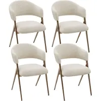 COLAMY Lot de 4 Chaises de Salle à Manger Vintage,Dossier Ergonomique,Cadre en Métal Solide et Durable,Revêtement en Tissu Beige