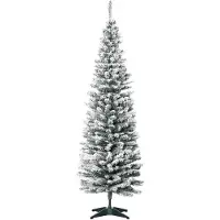 StarTech.com Arbre de Noël artificiel - Sapin enneigé de 210 cm - Branches en PVC - Support métallique pliable - Vert et blanc