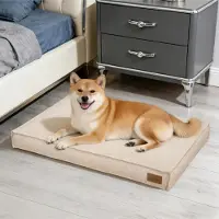 StarTech.com Lit pour chien, grande taille 2XL - Matelas rectangulaire pour chien - Couche imperméable - Housse en lin amovible - Lavable en machine - Fond antidérapant - Couleur kaki