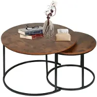 StarTech.com Ensemble de tables basses rondes - Table de salon 2 pièces - Table d'appoint moderne - Structure en métal - Pour salon, chambre, bureau, balcon - Bleu
