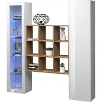 Dmora Colonno - Buffet, 40x30x180h cm Blanc, 14 Étagères Fabriqué en Italie