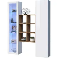 Dmora Rimella - Buffet, 40x30x180h cm Blanc, 8 Étagères Italy