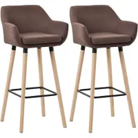 BellaFurn set de 2 tabourets de bar - Chaises hautes - Dossier confortable - Structure en bois de hêtre | Couleur : café
