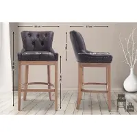 BellaFurn Tabouret de bar Lakewood en cuir véritable et bois | Marron