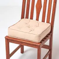 Unyqoos Coussin de siège de 40 x 40 cm, hauteur d'assise de 10 cm, couleur beige, avec sangles de fixation, housse en coton matelassée, rembourrage en polyester résistant