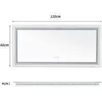 StarTech.com Miroir de salle de bain LED - Miroir mural rectangulaire de 120x60 cm - Anti-buée - Lumière tricolore réglable en intensité - Fonction mémoire - 3 boutons tactiles - Sans cadre