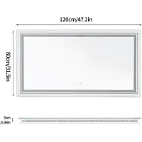 StarTech.com Miroir de salle de bain LED - Rectangulaire - Éclairage frontal et arrière - Anti-buée - Montage mural - 120 x 80 cm