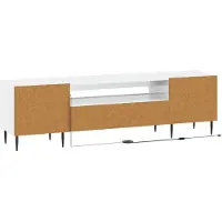 vidaXL Meuble TV LED, blanc brillant, en panneaux de particules