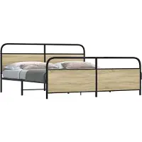 vidaXL Lit métallique sans matelas Chêne Sonoma 200x200 cm