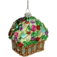HD Collection Collection HD : Décorations de Noël en forme de panier de fleurs – Verre multicolore – 8,8 cm – Décoration de Noël festive