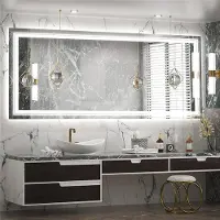 StarTech.com Grand miroir mural pour toute la silhouette - Miroir de salle de bain LED - Rectangulaire - Lumière tricolore et réglable en intensité - Écran tactile, anti-buée, indice de protection IP67 - 140x70 cm