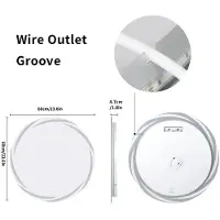StarTech.com Miroir de salle de bain LED - Miroir mural rond éclairé - 60 cm - Intensité variable, 3 couleurs de lumière - Anti-buée - Fonction mémoire - Motifs tourbillons