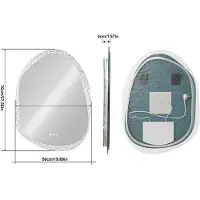StarTech.com Miroir de salle de bain LED - Miroir mural de forme irrégulière - Éclairage intégré - 3 couleurs de lumière - Anti-buée - Cadre en verre cristal transparent - 700x500 mm