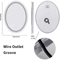 StarTech.com Miroir de salle de bain LED ovale - Miroir mural pour se maquiller et se raser - Anti-buée - Éclairage réglable - Fonction mémoire - Éclairage arrière et frontal - 50x70 cm