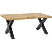 Meublorama Table basse RIVET effet bois naturel et pieds métal noir en X – table design industriel robuste