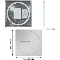 StarTech.com Miroir de salle de bain LED intelligent - Miroir mural carré de 70x70 cm - Éclairage de fond réglable - Anti-buée - Capteur tactile - Verre trempé - Indice de protection IP44
