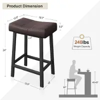 StarTech.com Tabouret de bar pour cuisine - Sans dossier - Assise rembourrée et confortable - Repose-pieds - Pieds en acier - Style industriel moderne - Couleur marron